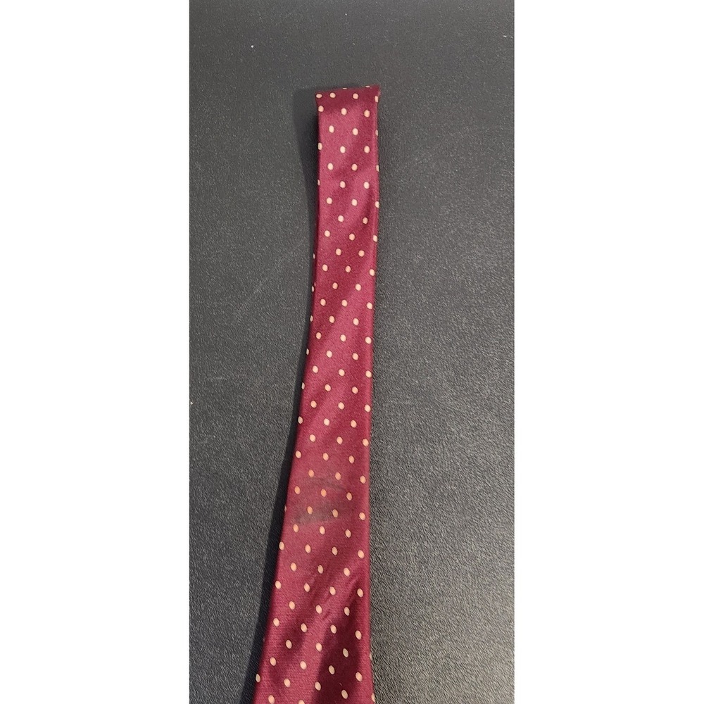 Andrew Scott Vintage Maroon Polka Dot Tie 58" Handmade 100% Silk - Picture 3 of 9